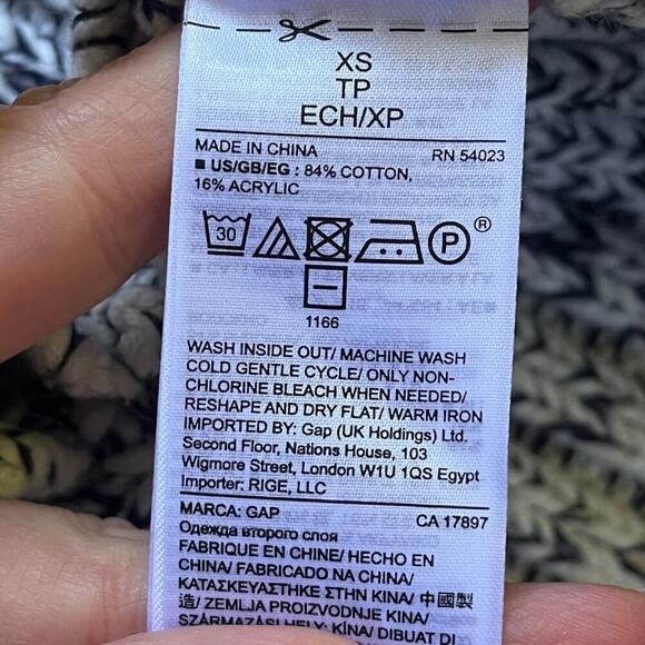 Gap Long Sleeved Raglan Cable Knit Sweater in Navy Marled Size XS - Picture 5 of 5